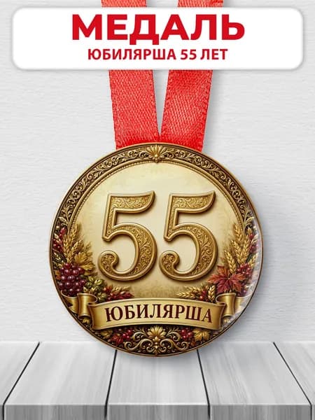 Медаль 55 лет женщине на юбилей