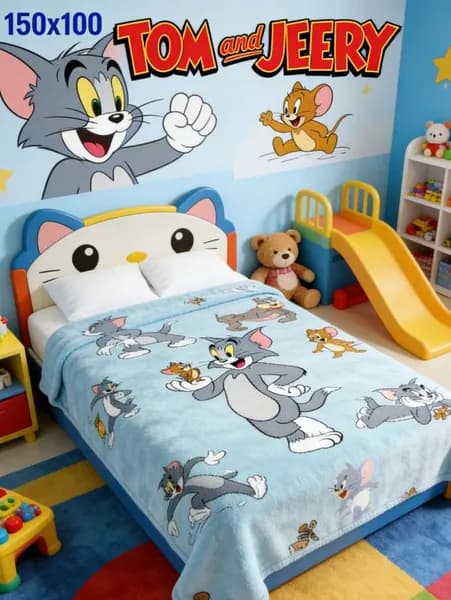 Плед плюшевый Мультфильм , Фланель, 150 см х 75 см