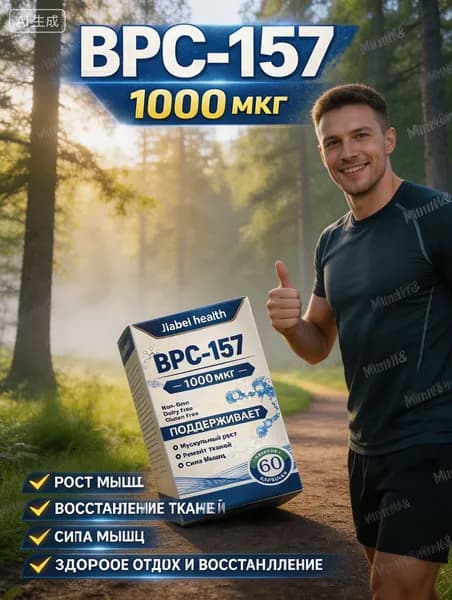 Пептид BPC-157 1000 мкг: спортивное восстановление организма (60 капс). Пептид для восстановления связок без глютена и без ГМО