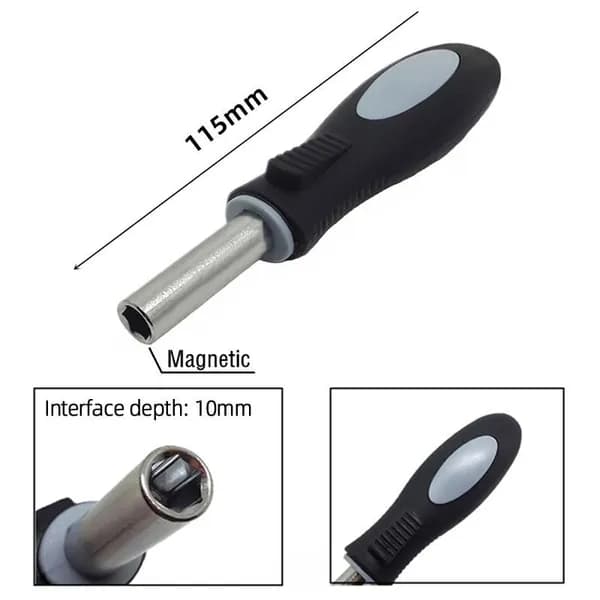 Отвертка магнитная с держателем для бит, 1/4", магнитный наконечник