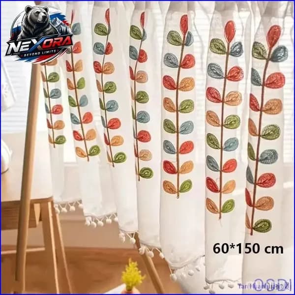 Штора для ванной 60x150 см листья красный