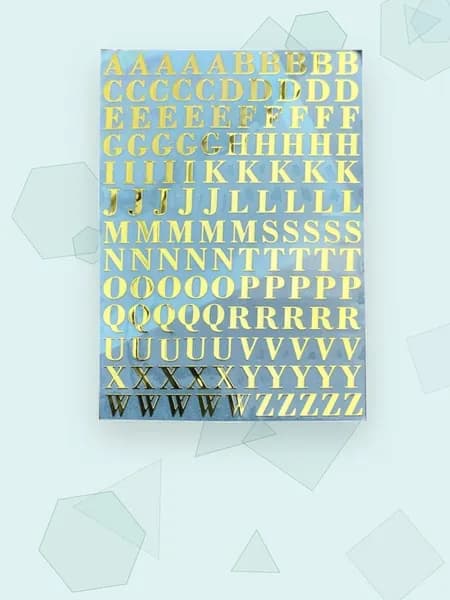 Наклейки металлизированные с блестками, буквы A-Z, - 13