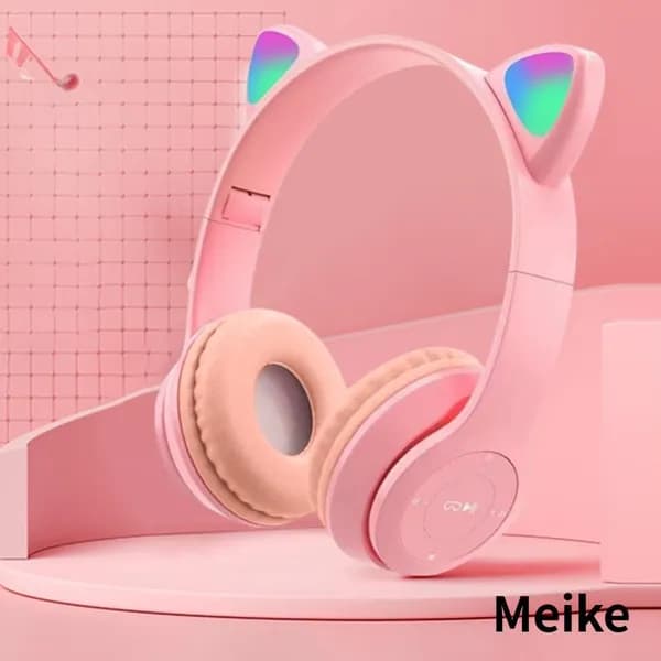 Bluetooth-наушники с подсветкой, розовые, время зарядки 1,2 ч