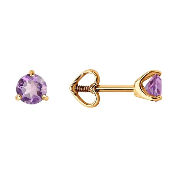 Золотые серьги DIAMANT-ONLINE с аметистом 585 пробы
