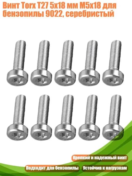 Винт Torx T27 5x18 мм M5x18 для бензопилы 9022, серебристый