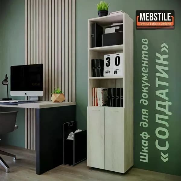 Шкаф для документов СОЛДАТИК д45,2*г31*в173,2 см. - КРАФТ БЕЛЫЙ