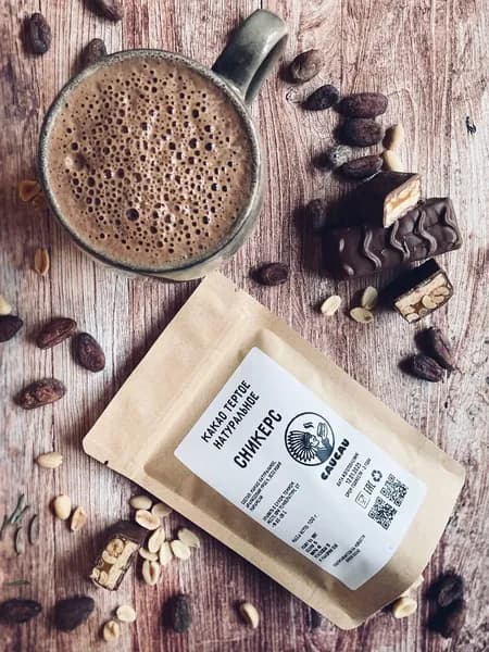 Горький шоколад 100% без сахара / Какао натуральное со вкусом Сникерс / Green cacao 100 г