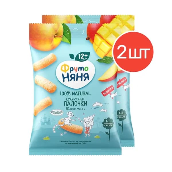 Палочки кукурузные с яблоком и манго "ФрутоНяня" 20г 2 шт