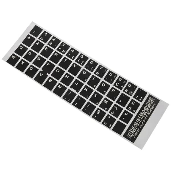 Наклейка для клавиатуры azerty с белыми буквами, черная / для ноутбука и компьютера "azerty .