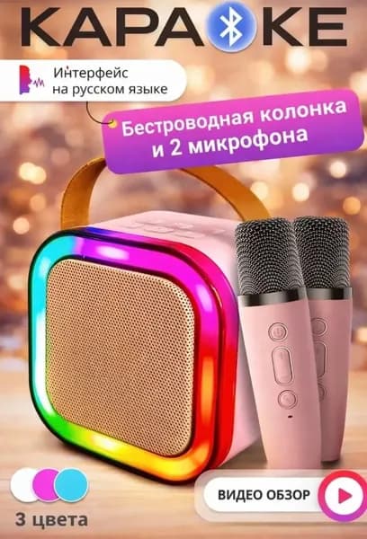 Караоке колонка с двумя микрафонами