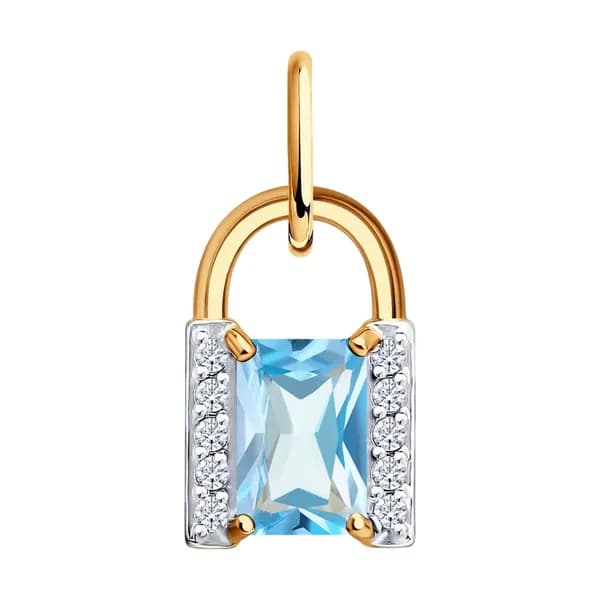 Золотая подвеска DIAMANT-ONLINE с топазом и фианитом 585 пробы