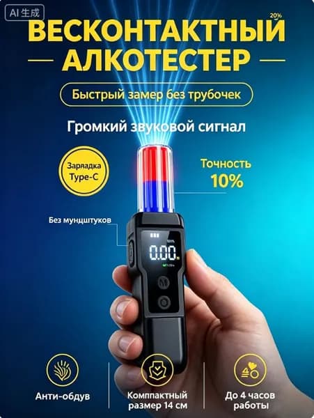 Аксессуары для алкотестера, измерение: 10 сек., погрешность 1%, 1 шт.