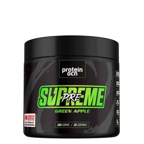Protein Ocean Pre-Workout Supreme Энергия, Производительность и Выносливость, Предтренировочная Добавка, Вкус Зелёного Яблока, 280 г