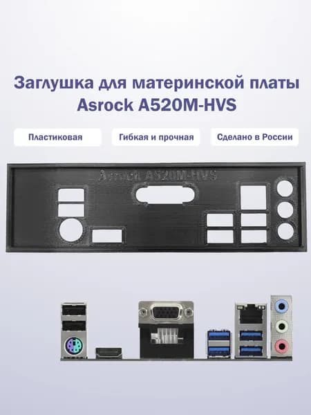 Заглушка для компьютерного корпуса к материнской плате Asrock A520M-HVS black