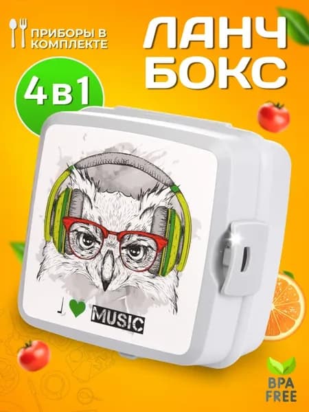 Ланч бокс детский в школу с приборами и отделениями