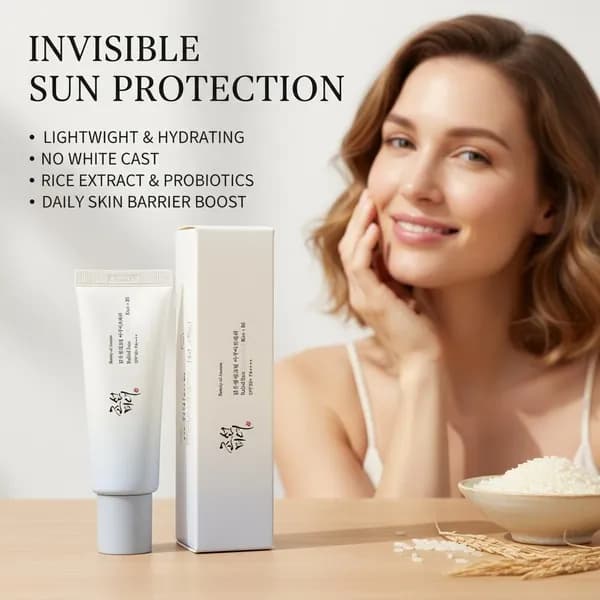 Солнцезащитный крем с рисовыми пробиотиками SPF50+, подходит для тела и лица.