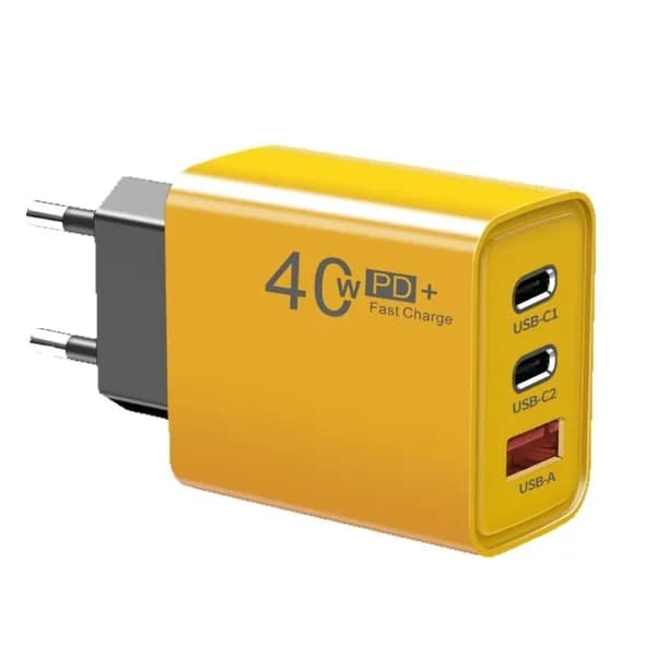 (1 шт.) Зарядное устройство с многопортовым разъемом USB + TYPEC мощностью 40 Вт европейского стандарта