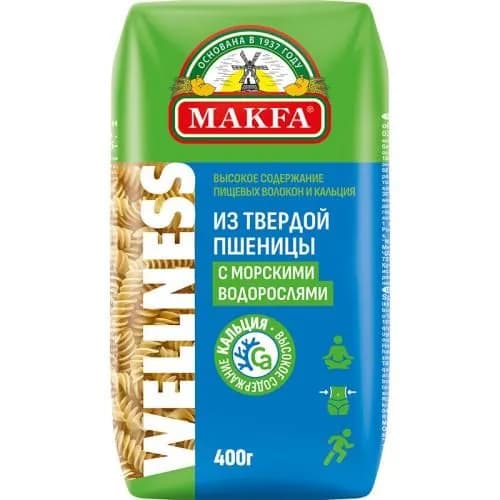 Makfa Макаронные изделия Wellness Спирали с морскими водорослями, 400 г