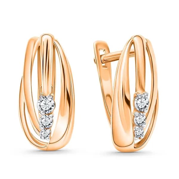 Серьги женские с бриллиантами из красного золота 585 пробы 585GOLD