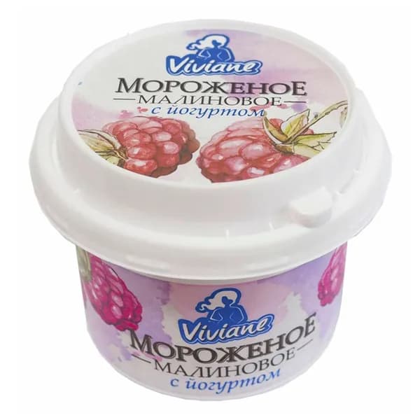Мороженое сливочное Козельское Viviane малиновое с йогуртом БЗМЖ 150 г