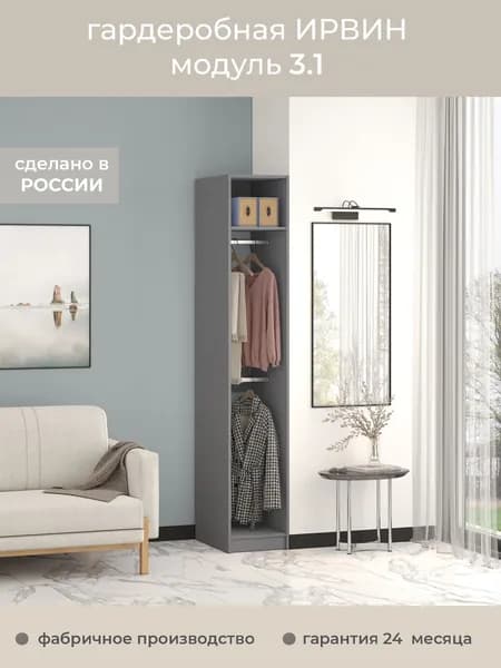 Гардеробная Ирвин Модуль 3.1 цвет Графит 40-45-230