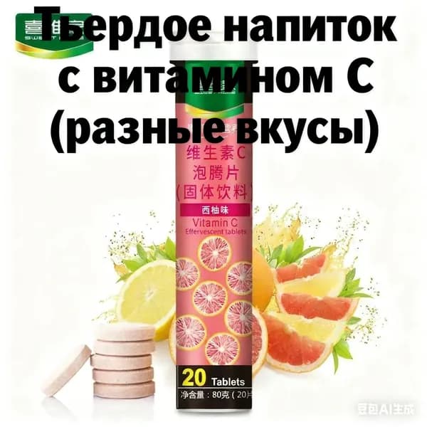 Эффервецентные таблетки с витамином CТвердое напиток 12 фруктовых вкусовБыстрорастворимый и полезный
