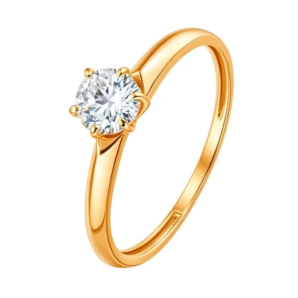 Кольцо женское с фианитом серебро 925 пробы 585GOLD