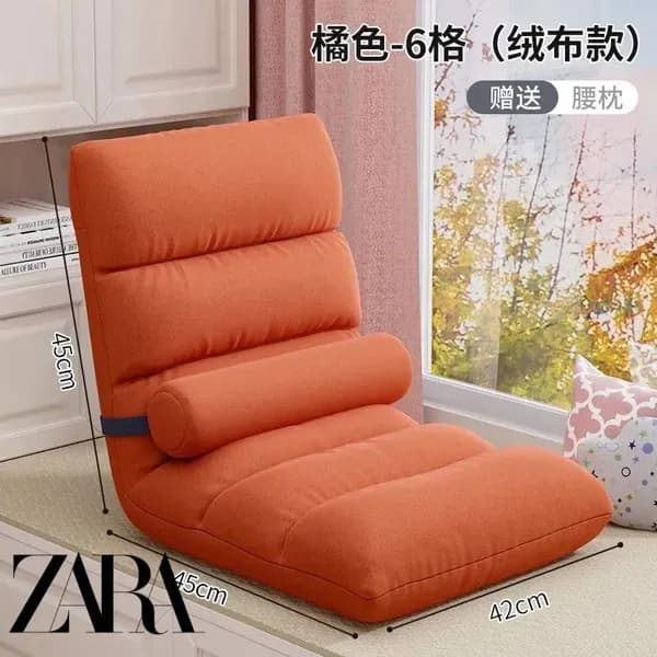 ZARA HOME Бескаркасный пуф, Велюр искусственный, Размер M,коралловый