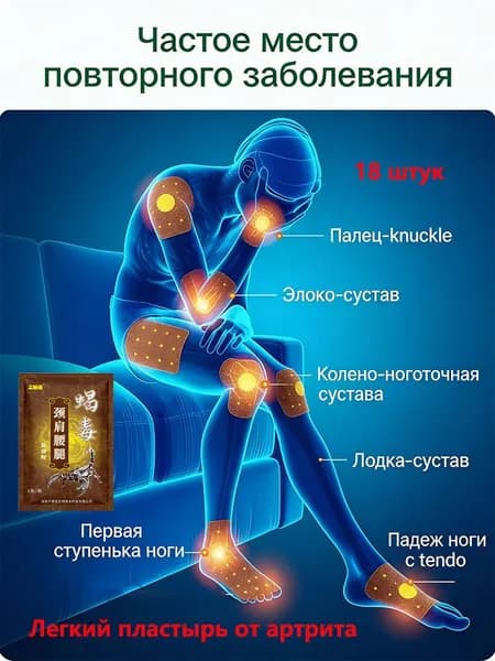 Пластырь от боли в плечах, шее и пояснице с ядом змей и скорпионов-18 шт.