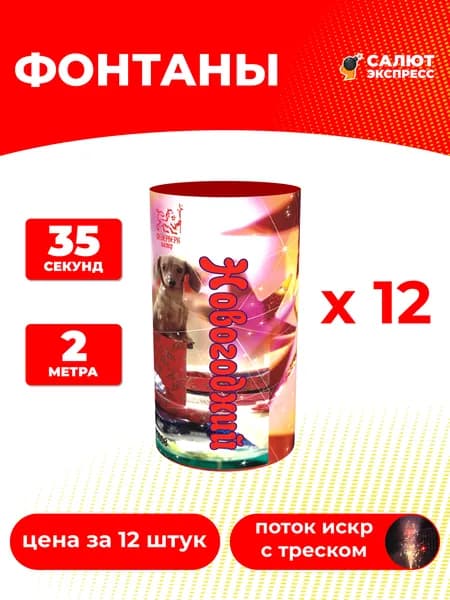 Фонтан фейерверк Новогодний - 12 штук, 35 секунд, 2 метра, P3008