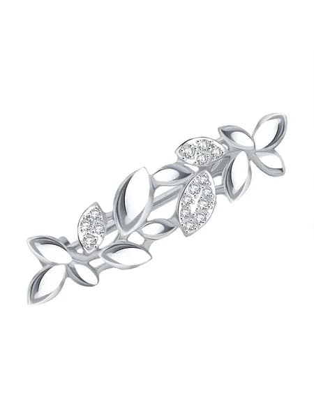 Брошь женская серебряная 925 пробы с фианитами, KARATOV