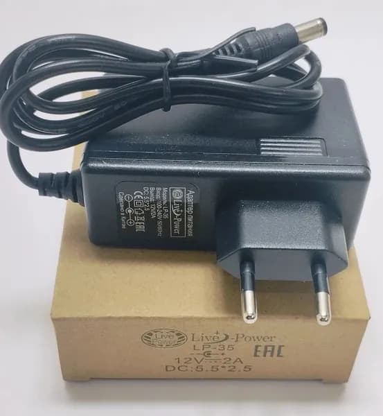 Блок питания 12V/2A 5,5х2,5 LP-35 LIVE-POWER для ресиверов Триколор ТВ и НТВ+, черный