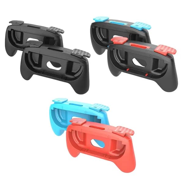 Чехол-держатель для контроллеров Nintendo Switch 2, комплект из двух штук, чёрный с красным и синим