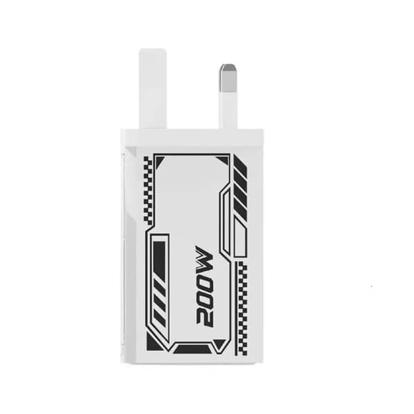 Интеллектуальное 200W устройство с 4 портами, двойной тип CREATE USB, безопасная зарядка для телефонов и планшетов, Белый - UK