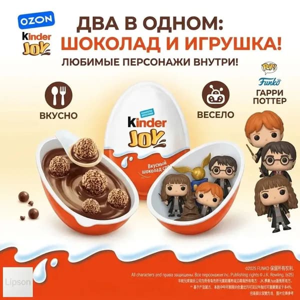Эксклюзивный набор Киндер Джой Гарри Поттер, 1 шт по 20 г
