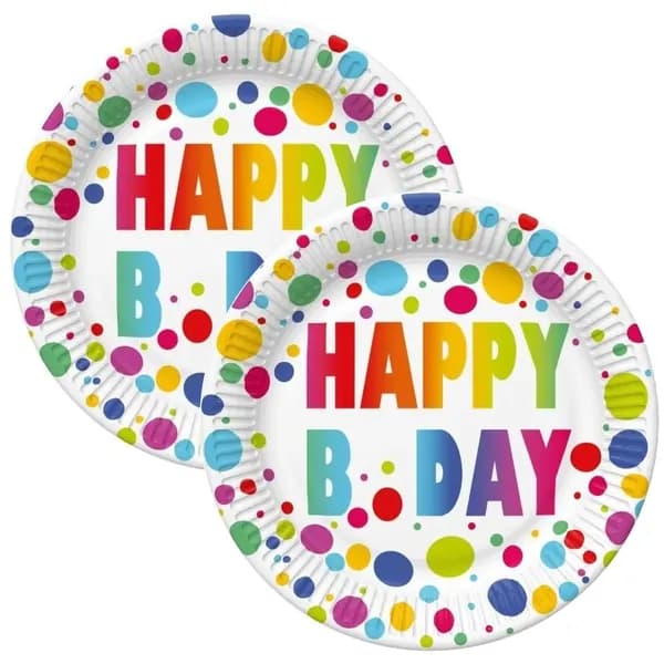 Pol-Mak Тарелки Happy Birthday, 22.7 см, 2 упаковки по 8 шт арт.TD02OG34601