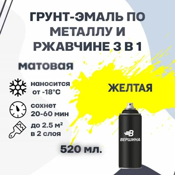 Аэрозольная грунт-эмаль 3 в 1 краска по металлу и ржавчине матовая 520 мл.