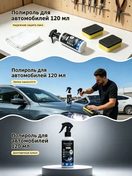 полировка фар автомобиля 120 мл, убирает царапины и потёртости, придает зеркальный блеск