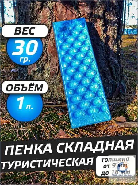 Сидушка туристическая, пенка складная, голубой