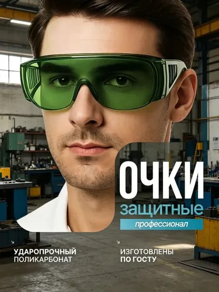 Очки защитные, цвет: Зеленый, 1 шт.