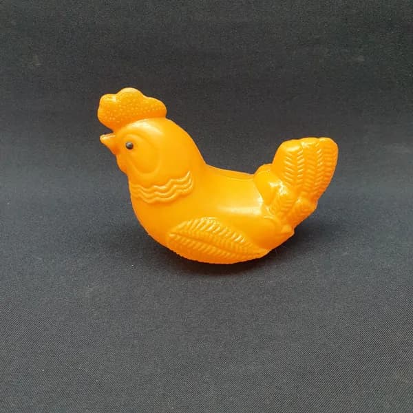 Игрушка винтажная, СССР. Пластмассовая фигурка курочки, неваляшка для малышей