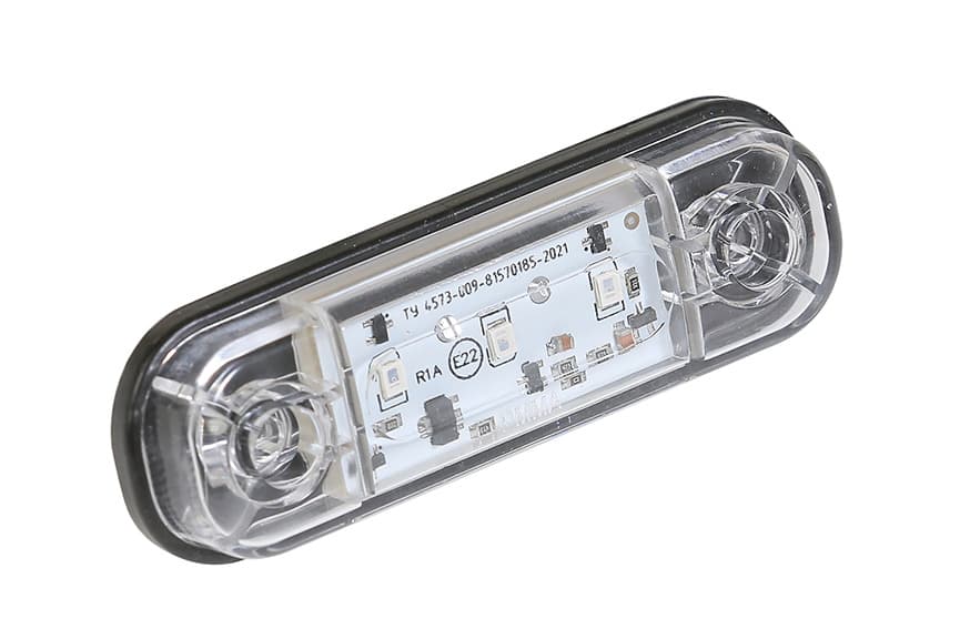 Указатель габарита белый 3 LED мигающий 12/24В