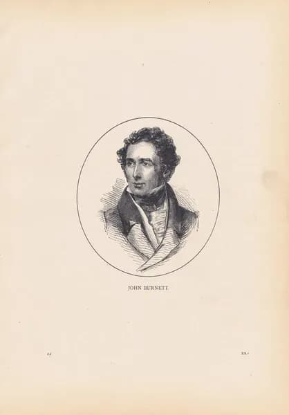 Художник и гравер Джон Бернет, портрет. Антикварная гравюра (ксилография). США, 1875 год