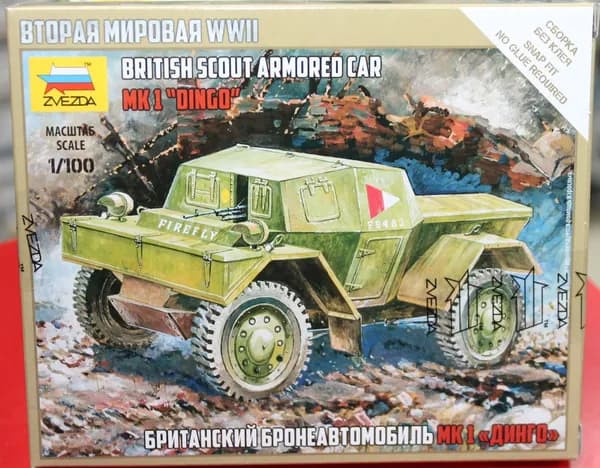 Сборная модель танка 1:100 6229 Британский бронеавтомобиль "Динго" Сборка без клея