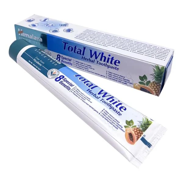 Зубная паста Himalaya Total White, натуральная, отбеливающая / антибактериальная, индия, 50 мл.