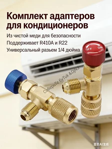 2шт R410A R22 кондиционер воздуха 1/4 "предохранительный адаптер клапан наполнения хладагентом клапан охлаждающего инструмента