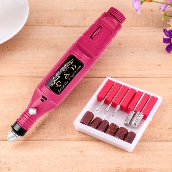 Электрическая машинка для маникюра и педикюра, розовая, питание от USB