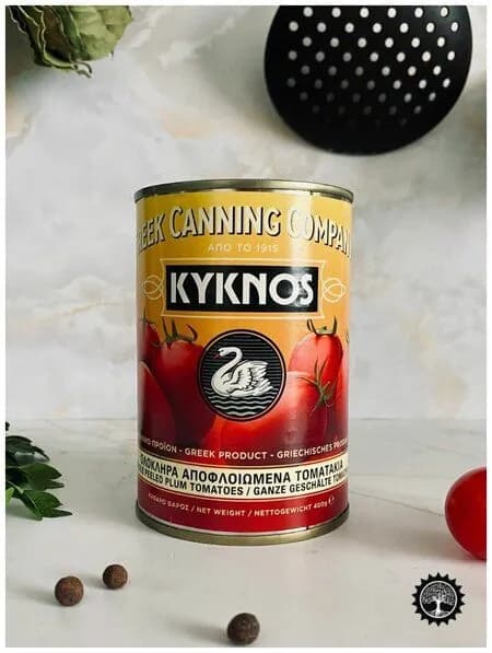 Томаты KYKNOS целые очищенные в собственном соку /жесть/ 400г