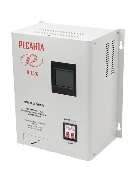 Стабилизатор напряжения Ресанта АСН-10000Н/1-Ц Lux, 10 кВт, 140-260 В, настенный, цифровой