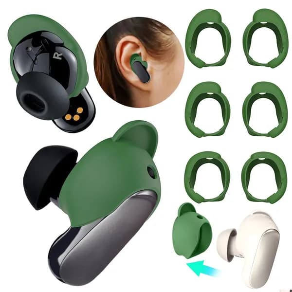 Силиконовые амбушюры для наушников Bose QuietComfort Ultra и Earbuds II, 3 пары, размеры S/M/L, зелёные